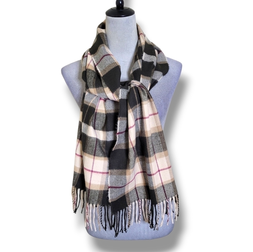 100% Cashmere Hand Tailored Plaid Scarf Germany